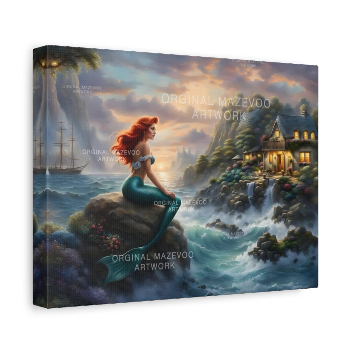 Mermaid: Tales of the Harbor Storybook Canvas Wall Art