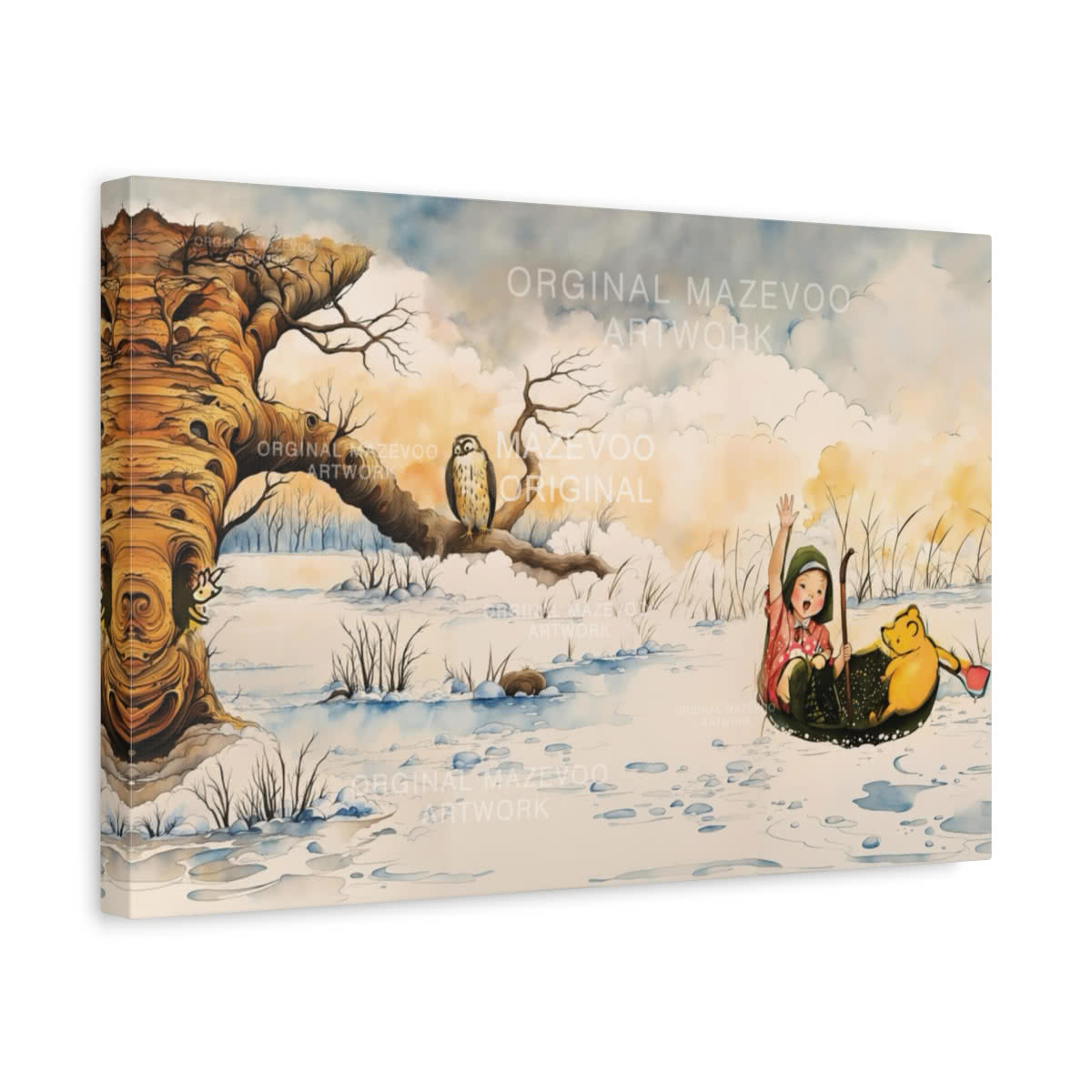 Winnie the Pooh: Umbrella Voyage Canvas Wall Art
