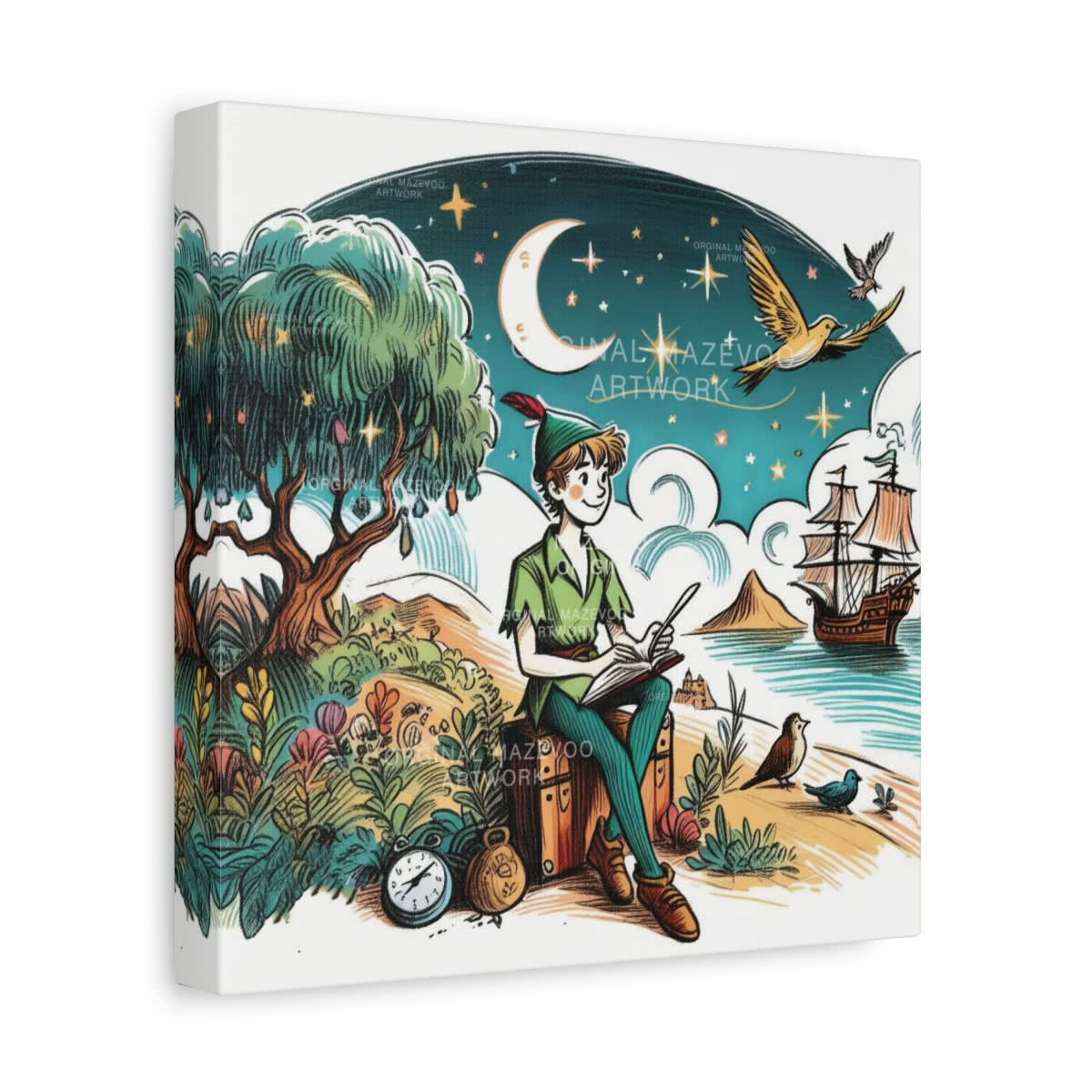 Peter Pan: Pan's Timeless Adventure Storybook Canvas Wall Art