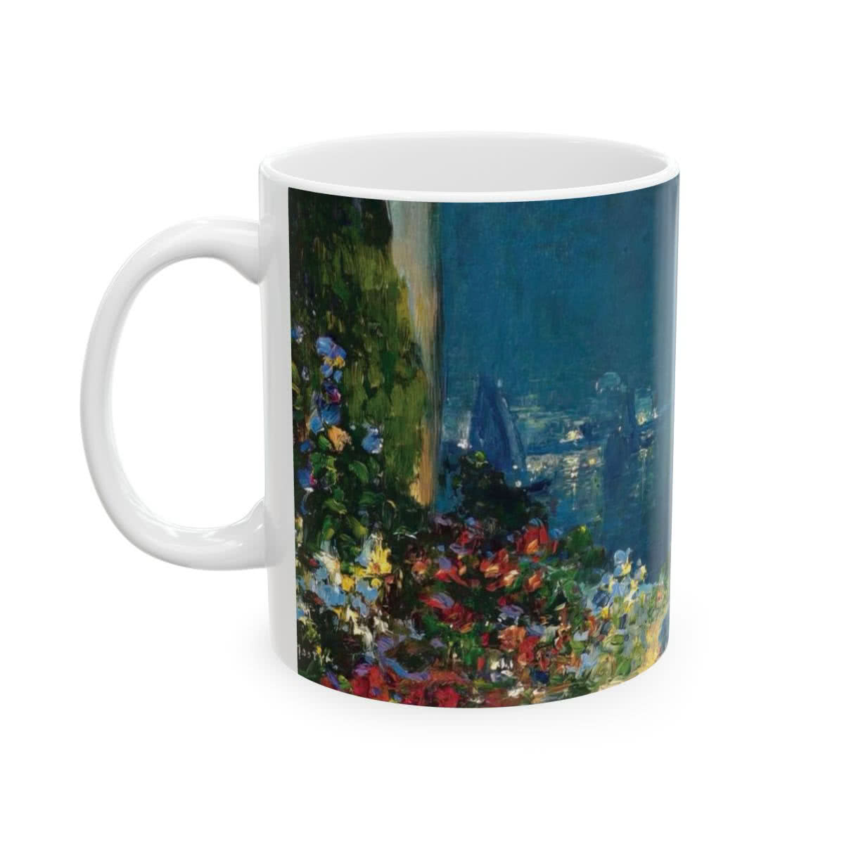 Thomas E. Mostyn Mug (1900s) | Women By the Sea | Flower Garden Ocean, Handmade Art Cup, Classic Historical