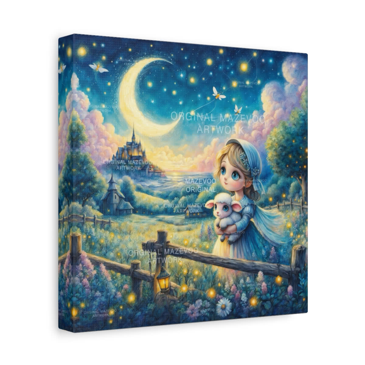 Mary Had a Little Lamb: Shepherd’s Twilight Storybook Canvas Wall Art