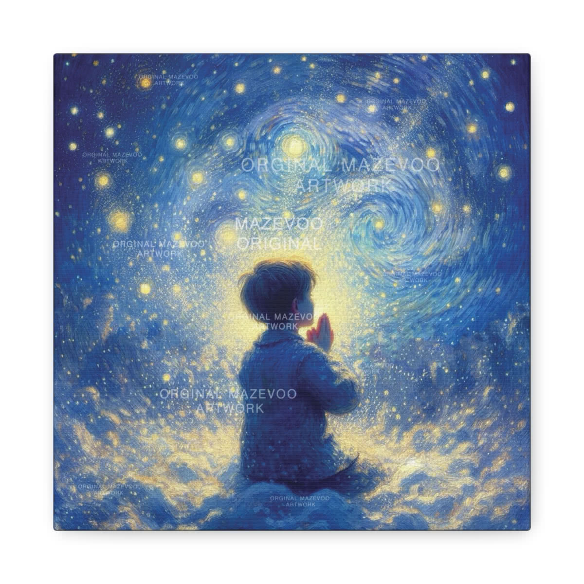 Boy in Prayer Canvas Wall Art