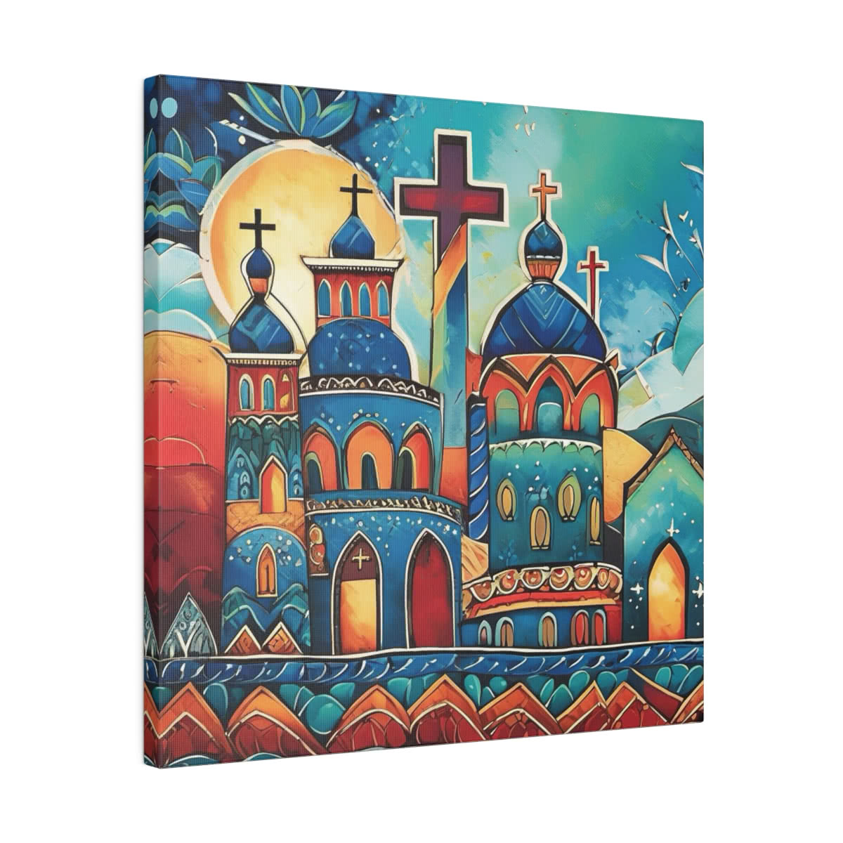 Abstract Vibrant Church Canvas Wall Art