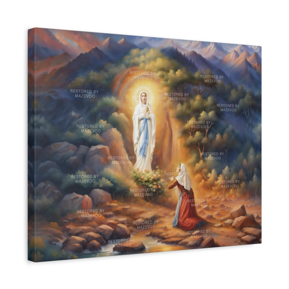 Mary Appearing to Saint Bernadette — Design II Canvas Wall Art