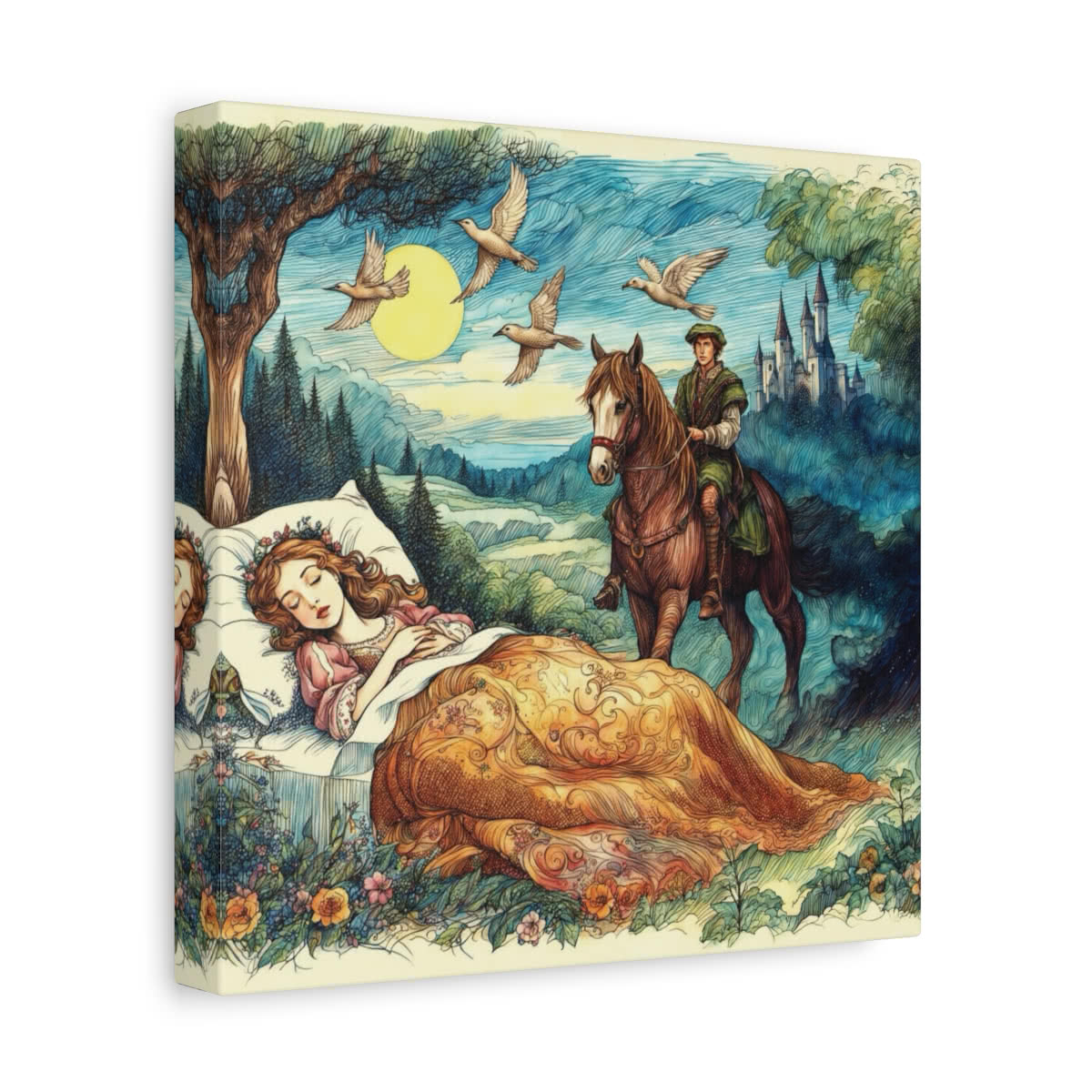 Sleeping Beauty: Midnight's Slumber Storybook Canvas Wall Art