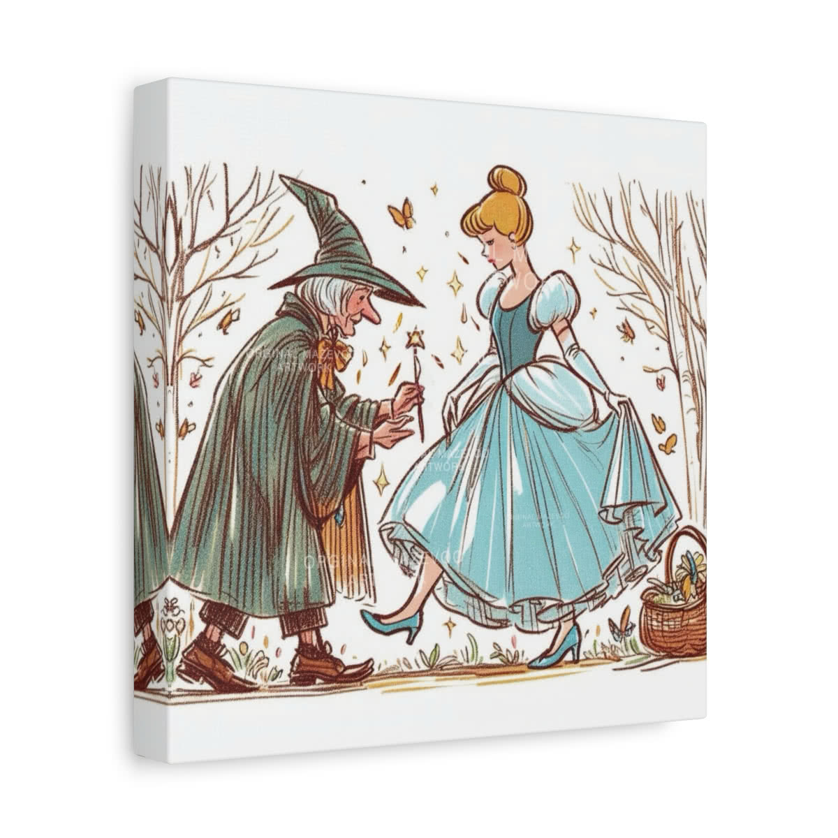 Cinderella: Encounter of the Fairy Godmother Storybook Canvas Wall Art