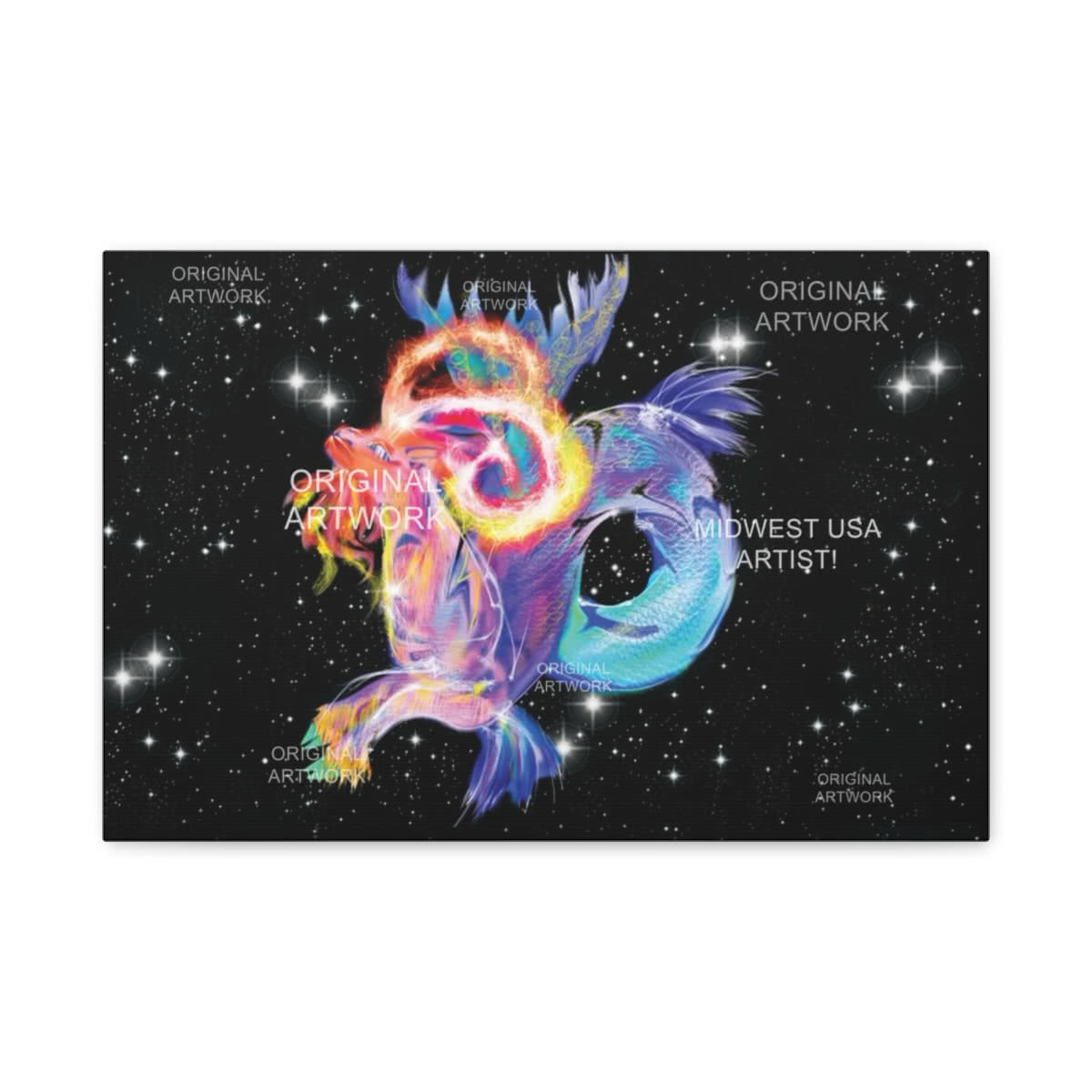 Capricorn's Cosmic Voyage Fantasy Canvas Wall Art