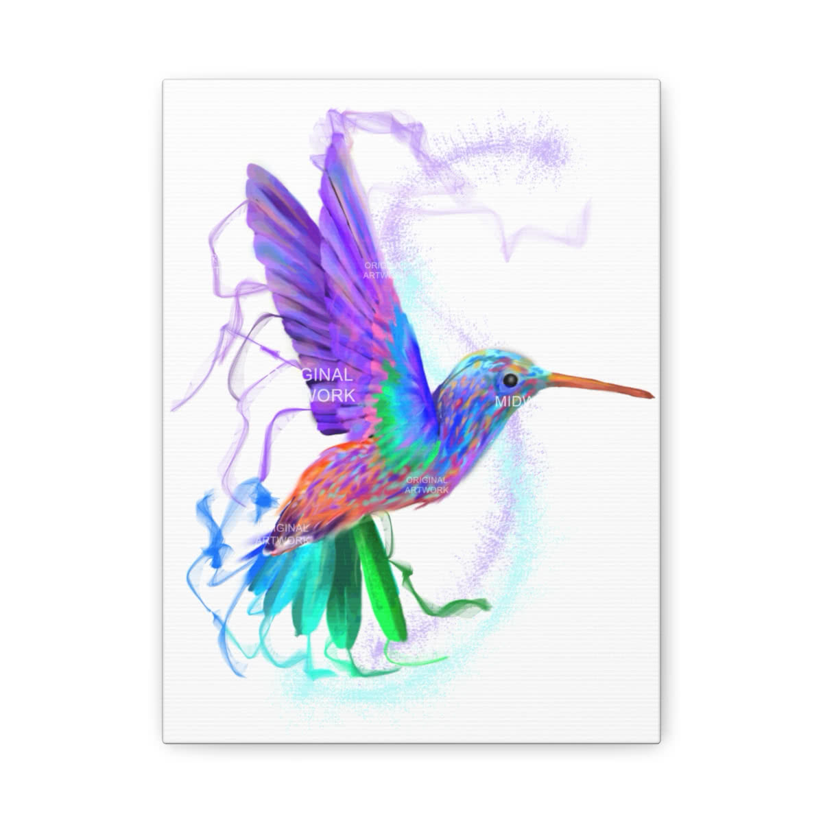 Hummingbird's Glow Fantasy Canvas Wall Art