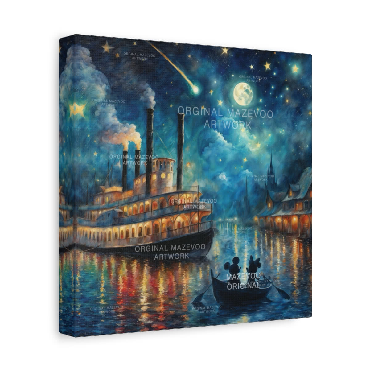 Mickey and Minnie Mouse: Romance on the River Storybook Canvas Wall Art