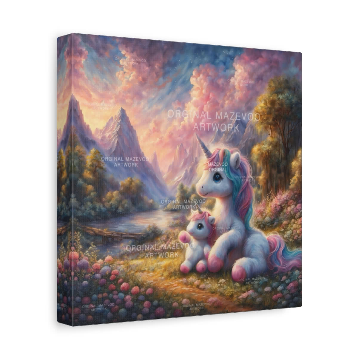 Unicorns: A Mother's Embrace Storybook Canvas Wall Art