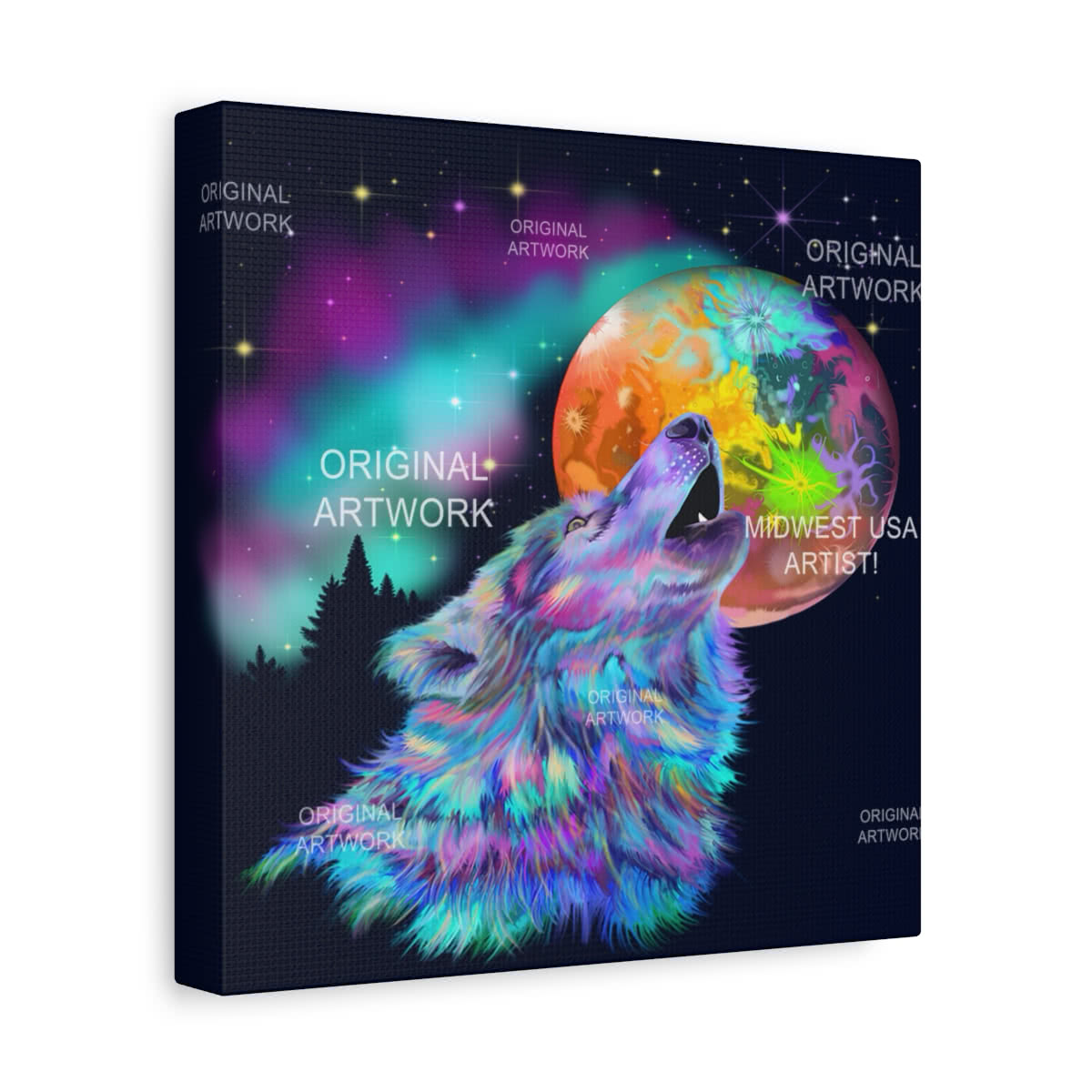 Magical Howling Wolf Fantasy Canvas Wall Art