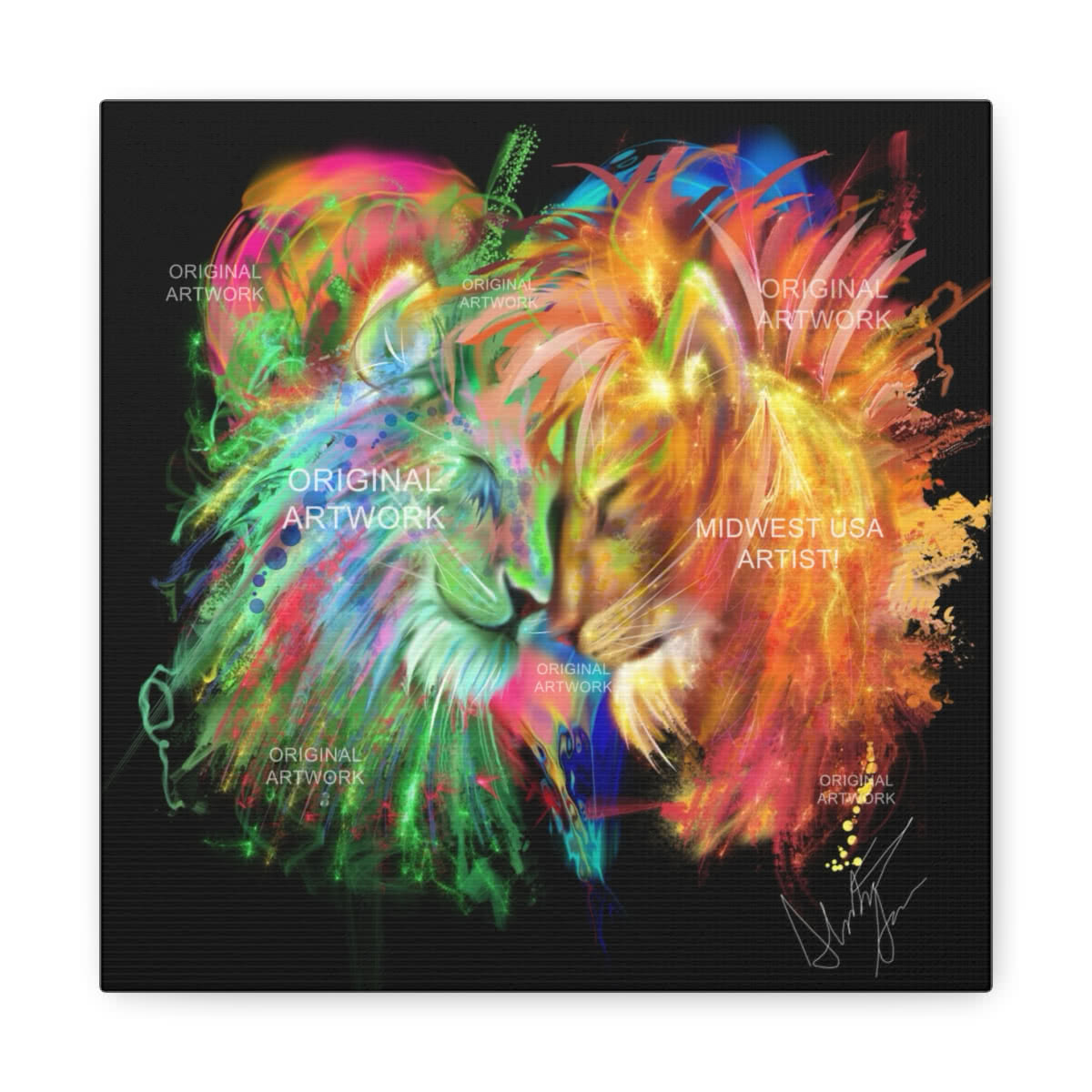 A Lion's Love Fantasy Canvas Wall Art
