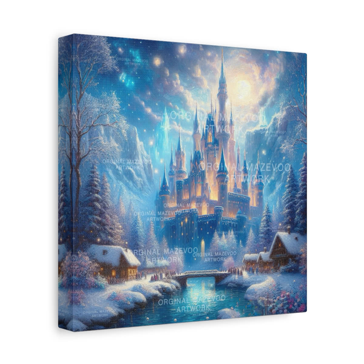 Starlit Frozen Castle Storybook Canvas Wall Art