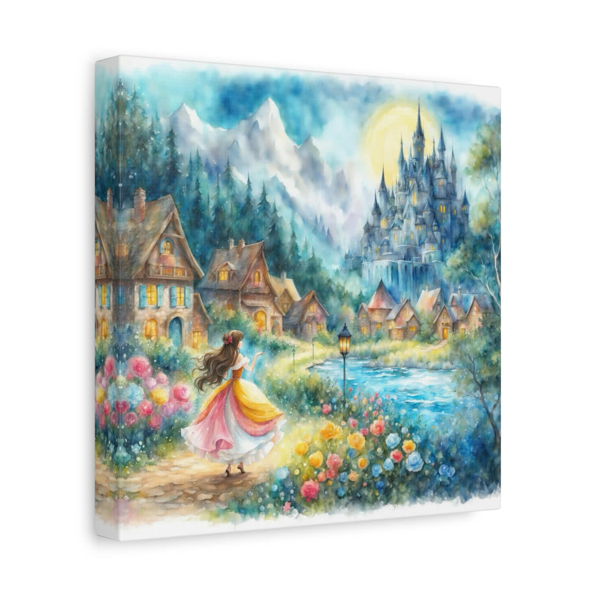 Beauty and the Beast: Belle's Village Charm Storybook Canvas Wall Art