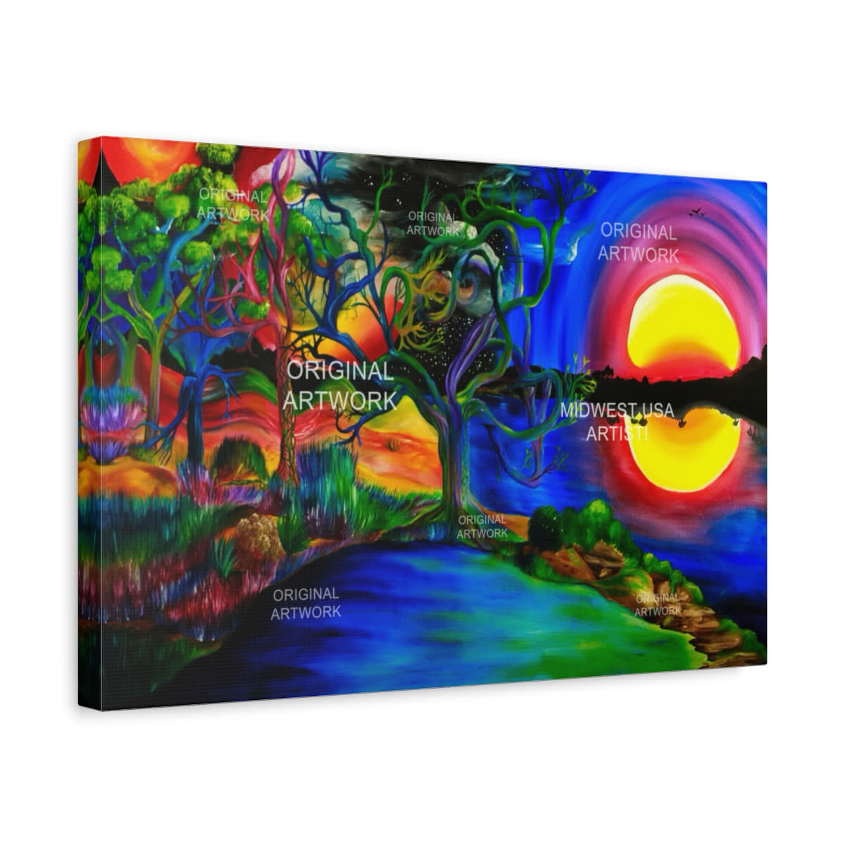 Sunset Evening Whispers Fantasy Canvas Wall Art