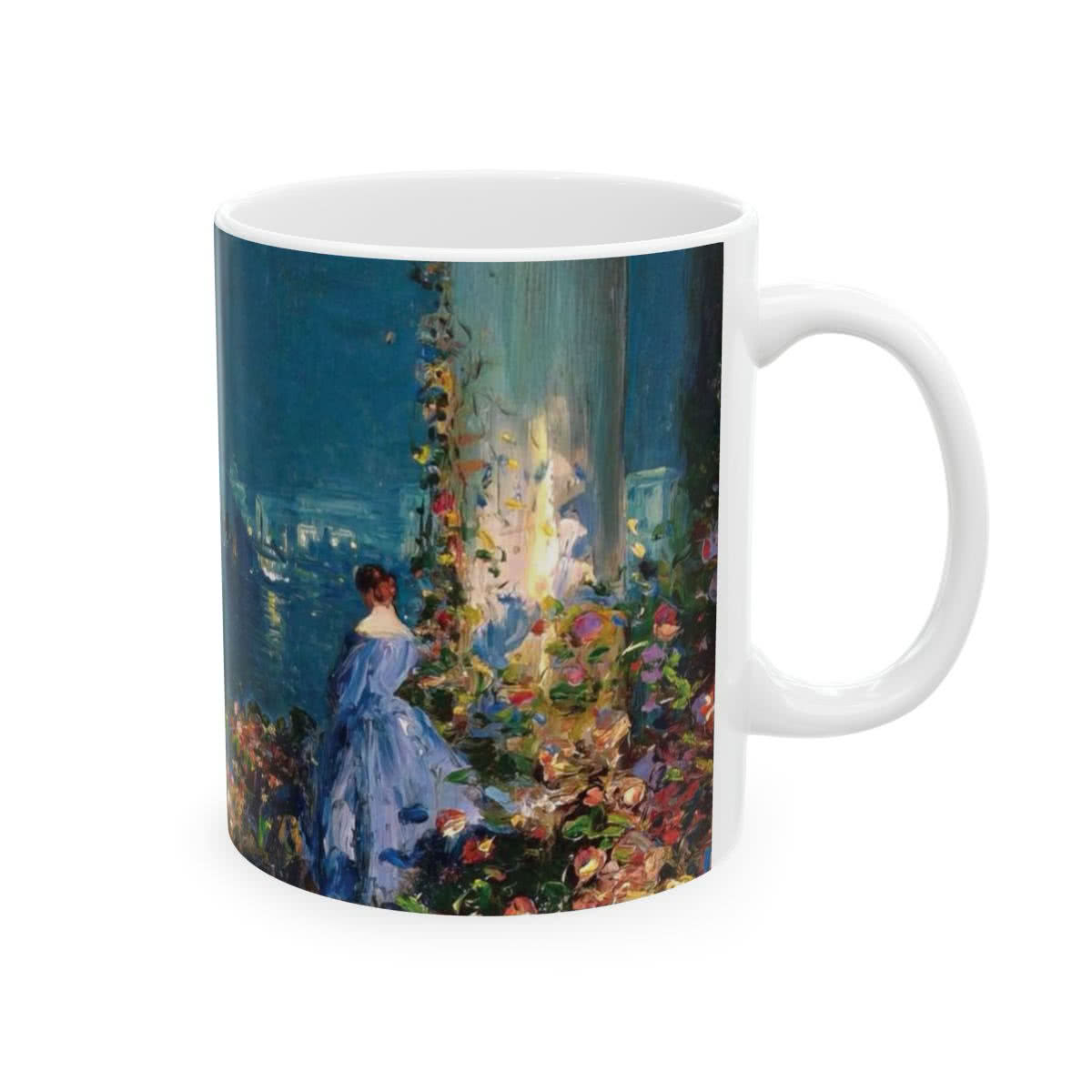 Thomas E. Mostyn Mug (1900s) | Women By the Sea | Flower Garden Ocean, Handmade Art Cup, Classic Historical