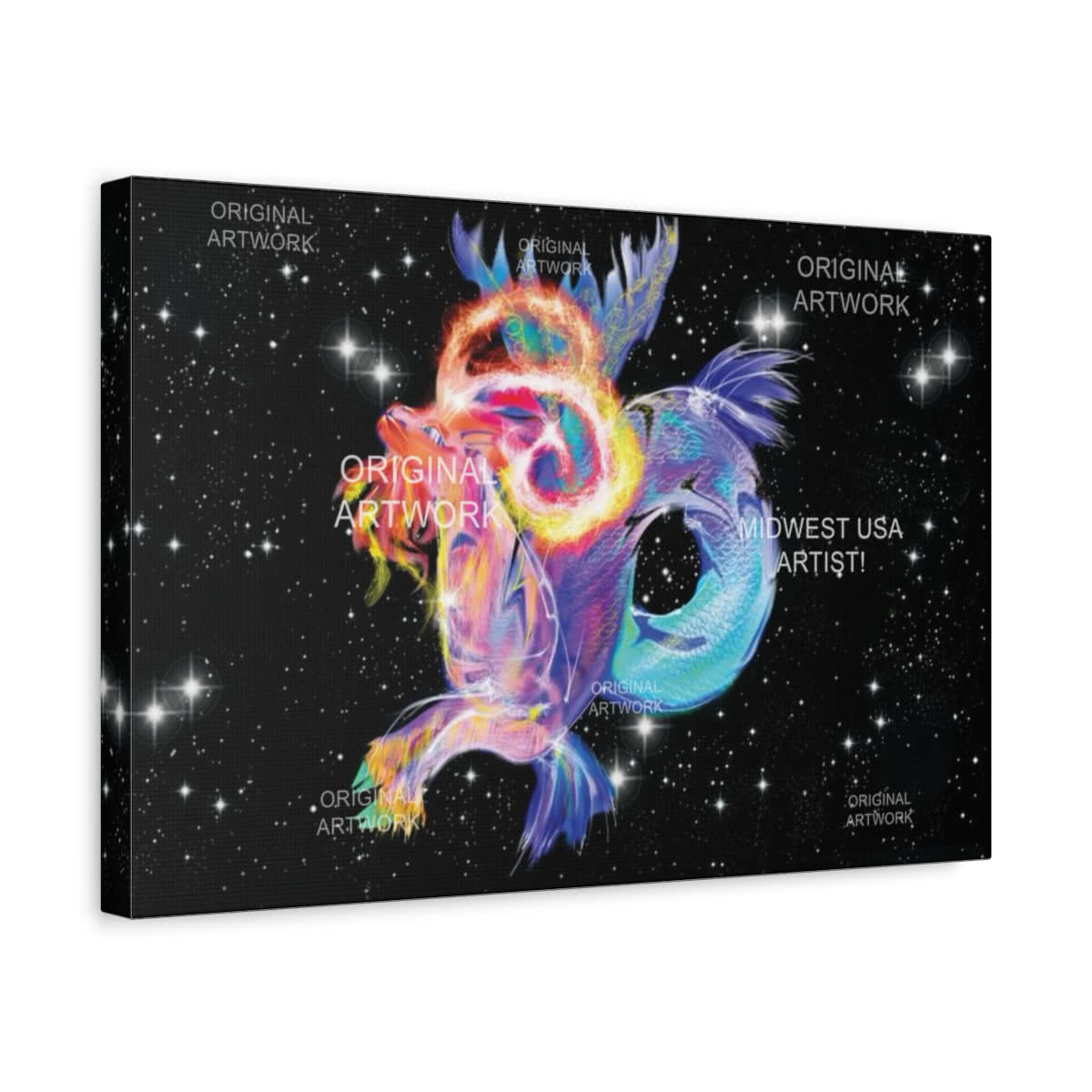 Capricorn's Cosmic Voyage Fantasy Canvas Wall Art