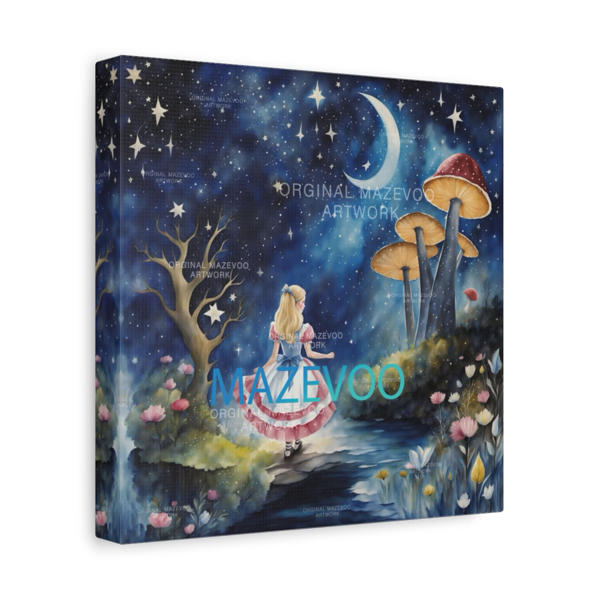 Alice's Adventures in Wonderland: Midnight Meadow Storybook Canvas Wall Art