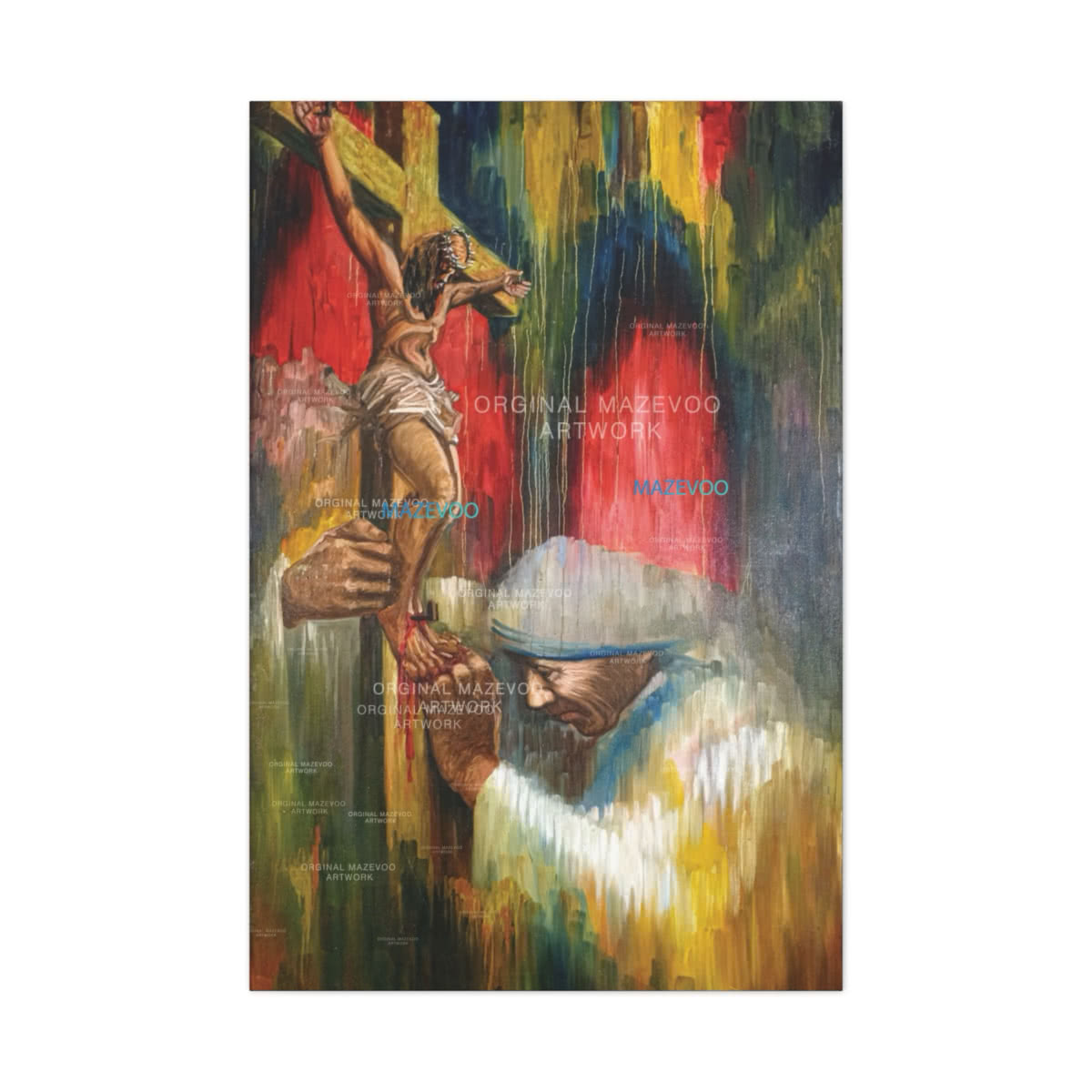 Mother Teresa in Prayer Canvas Wall Art