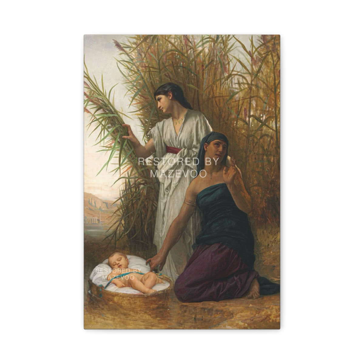 Moses in the Bulrushes (1878) Canvas Wall Art