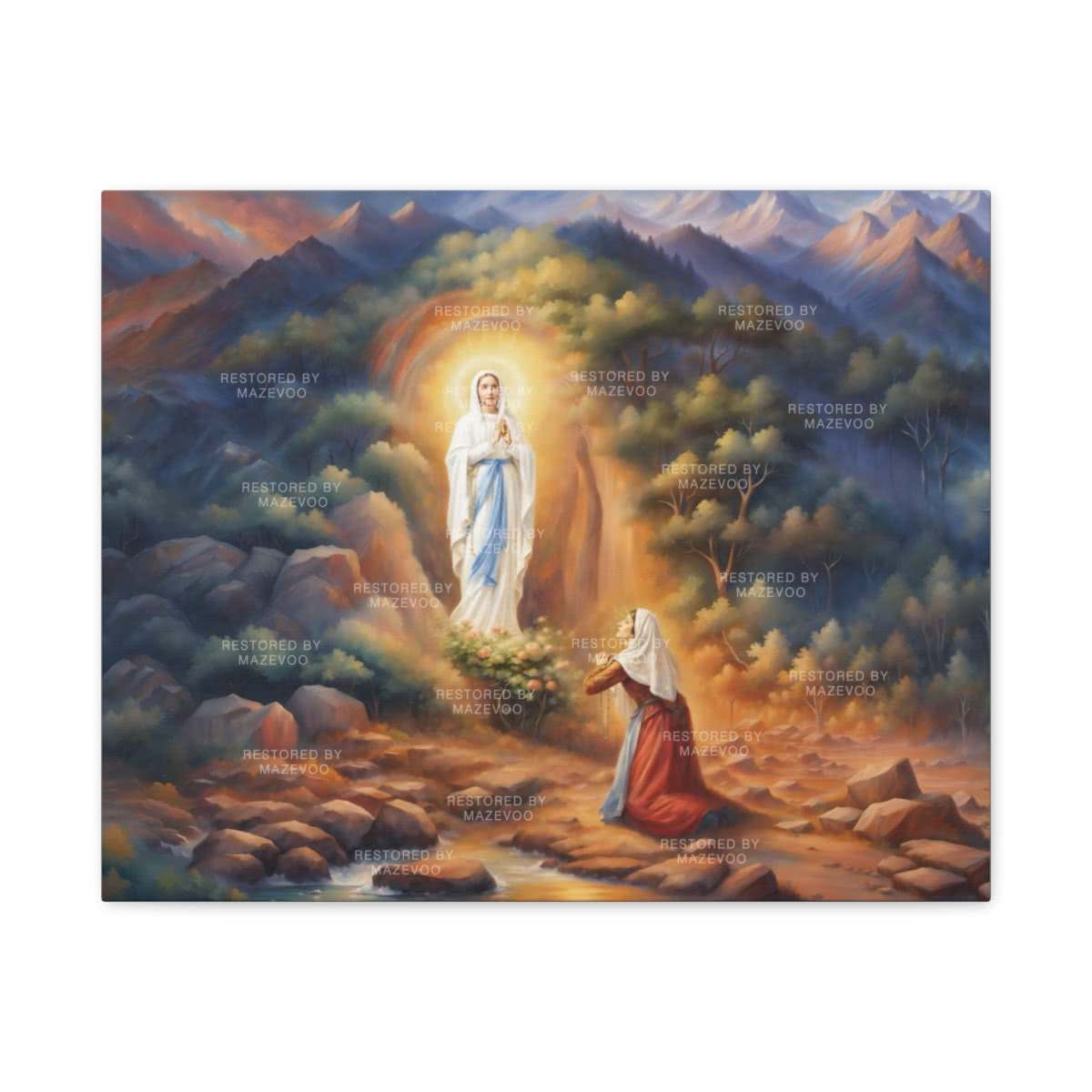 Mary Appearing to Saint Bernadette — Design II Canvas Wall Art