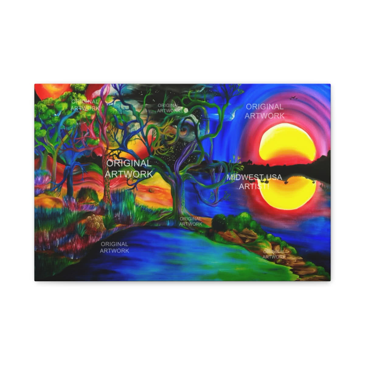 Sunset Evening Whispers Fantasy Canvas Wall Art