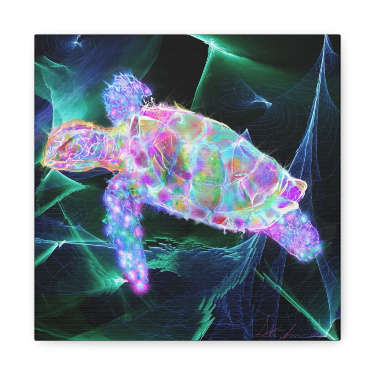 A Sea Turtle's Transcendence Fantasy Canvas Wall Art