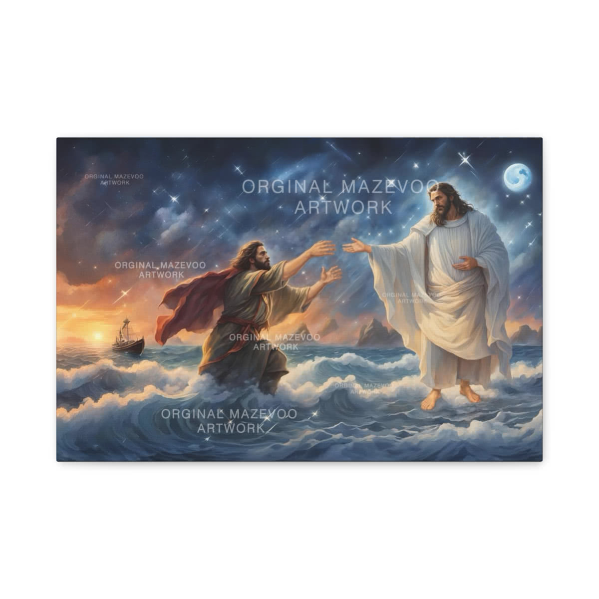 Jesus Walks on Water — Modern Design Canvas Wall Art