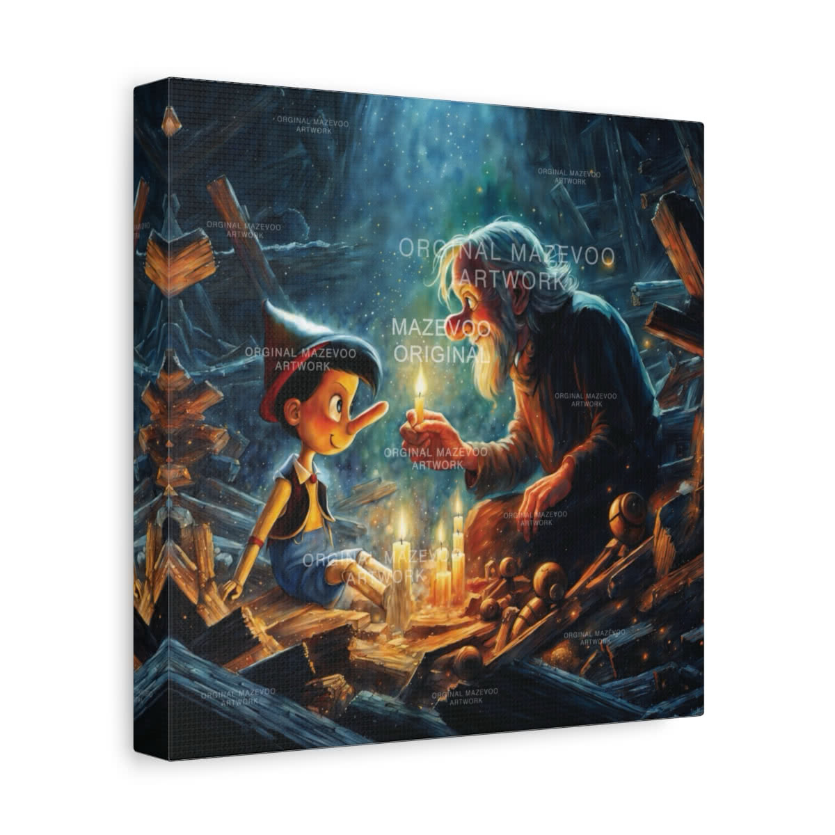 Pinocchio: Inside the Fish Storybook Canvas Wall Art